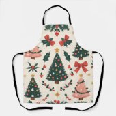 ヴィンテージクリスマスミステルトー&ボーズホリデー エプロン (正面)