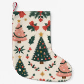 ヴィンテージクリスマスミステルトー&ボーズホリデー スモールクリスマスストッキング (正面)