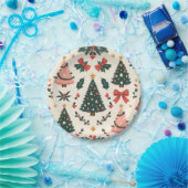 ヴィンテージクリスマスミステルトー&ボーズホリデー ペーパープレート (パーティー)