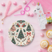 ヴィンテージクリスマスミステルトー&ボーズホリデー ペーパープレート (パーティー)