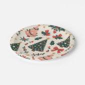 ヴィンテージクリスマスミステルトー&ボーズホリデー ペーパープレート (アングル)