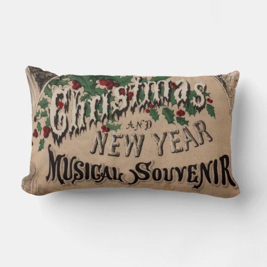 ヴィンテージクリスマスミュージカルのポスター装飾 ランバークッション (正面)