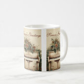 ヴィンテージクリスマスミュージックグランドピアノグリーン コーヒーマグカップ (正面右)