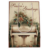 ヴィンテージクリスマスミュージックグランドピアノグリーン ミディアムペーパーバッグ (裏面)