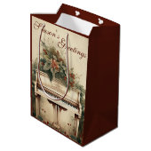 ヴィンテージクリスマスミュージックグランドピアノグリーン ミディアムペーパーバッグ (裏面アングル)