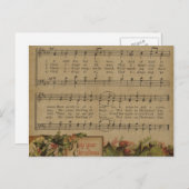 ヴィンテージクリスマスミュージックシートホリデイ シーズンポストカード (正面/裏面)