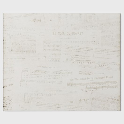 ヴィンテージクリスマスミュージックシート音楽コラージュ ラッピングペーパー (フラット)