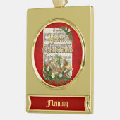 ヴィンテージクリスマスミュージックフランスのホーパーソナライズされたン ゴールドプレートバナーオーナメント (左)