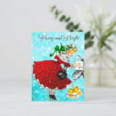 ヴィンテージクリスマスメイルボックス赤いグリッター女の子 ポストカード (スタンド正面)