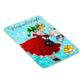 ヴィンテージクリスマスメイルボックス赤いグリッター女の子 マグネット (右側)