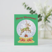 ヴィンテージクリスマスメリーがスノーグローブを回る ポストカード (スタンド正面)