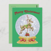 ヴィンテージクリスマスメリーがスノーグローブを回る ポストカード (正面/裏面)