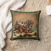 ヴィンテージクリスマスメリーの冬のレトロスタイリッシュ クッション (ブランケット)