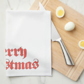 ヴィンテージクリスマスメリークリスマス文字デザイン キッチンタオル (四つ折り)