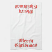 ヴィンテージクリスマスメリークリスマス文字デザイン キッチンタオル (縦)