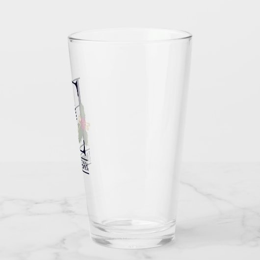 ヴィンテージクリスマスモノグラムEパーソナライズされたビール タンブラーグラス (左)