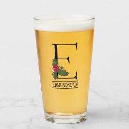 ヴィンテージクリスマスモノグラムEパーソナライズされたビール タンブラーグラス