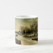 ヴィンテージクリスマスモーニングウィンターランドスケープ コーヒーマグカップ (中央)