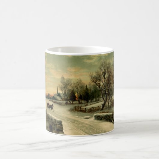 ヴィンテージクリスマスモーニングウィンターランドスケープ コーヒーマグカップ (中央)