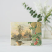 ヴィンテージクリスマスモーニング冬の風景 シーズンポストカード (スタンド正面)