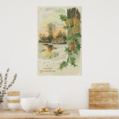 ヴィンテージクリスマスモーニング冬の風景 ポスター (キッチン)