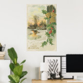 ヴィンテージクリスマスモーニング冬の風景 ポスター (ホームオフィス)