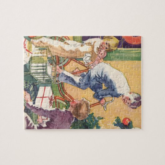 ヴィンテージクリスマスモーニング、プレゼント付き ジグソーパズル (横)