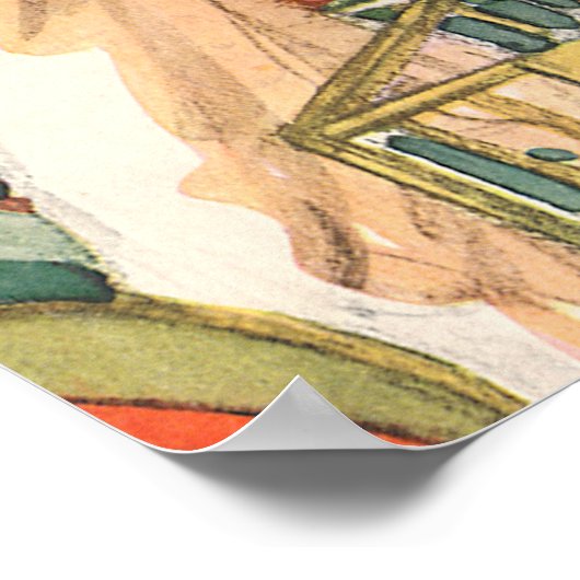 ヴィンテージクリスマスモーニング、プレゼント付き ポスター (角)