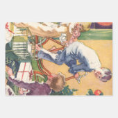 ヴィンテージクリスマスモーニング、プレゼント付き ラッピングペーパーシート (正面3)