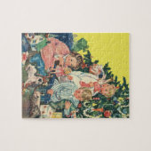 ヴィンテージクリスマスモーニング、子供たちが贈り物を開く ジグソーパズル (横)