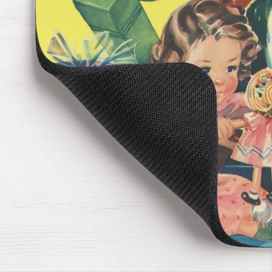 ヴィンテージクリスマスモーニング、子供たちが贈り物を開く マウスパッド (コーナー)