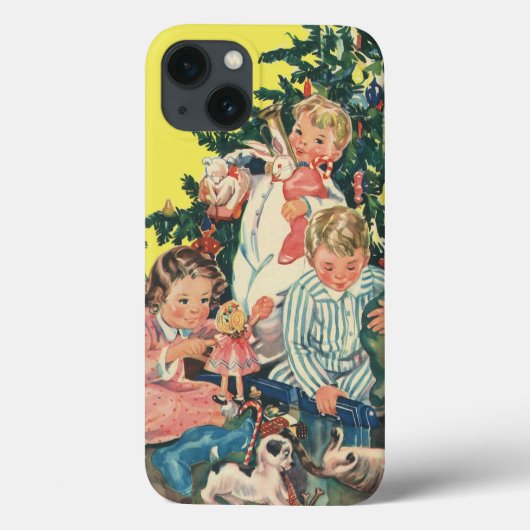 ヴィンテージクリスマスモーニング、子供たちが贈り物を開く Case-Mate iPhoneケース (裏面)
