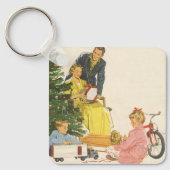 ヴィンテージクリスマスモーニング、家族開放プレゼント キーホルダー (正面)