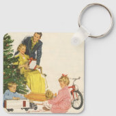 ヴィンテージクリスマスモーニング、家族開放プレゼント キーホルダー (裏面)