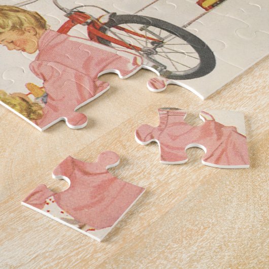 ヴィンテージクリスマスモーニング、家族開放プレゼント ジグソーパズル (側面)