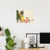 ヴィンテージクリスマスモーニング、家族開放プレゼント ポスター (ホームオフィス)