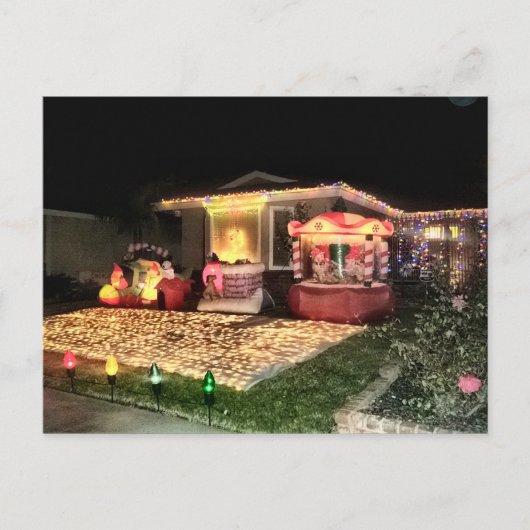 ヴィンテージクリスマスライトと装飾 シーズンポストカード (正面)