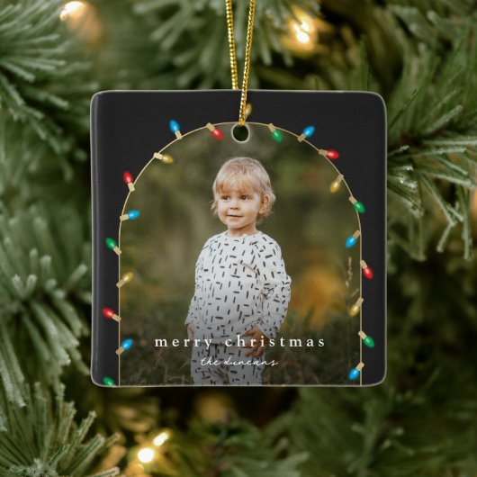 ヴィンテージクリスマスライトフォトアーチ セラミックオーナメント (ツリー)