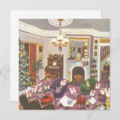 ヴィンテージクリスマスラッピングプレゼント招待状 招待状 (正面/裏面)