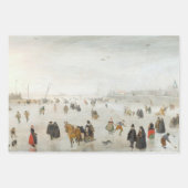 ヴィンテージクリスマスラッピング紙ウィンターアイスフェア ラッピングペーパーシート (正面3)