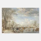 ヴィンテージクリスマスラッピング紙ウィンターアイスフェア ラッピングペーパーシート (正面)