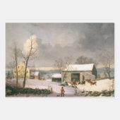 ヴィンテージクリスマスラッピング紙ウィンターファーミヤード ラッピングペーパーシート (正面3)