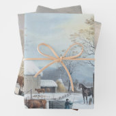 ヴィンテージクリスマスラッピング紙ウィンターファーミヤード ラッピングペーパーシート (インサイチュ)