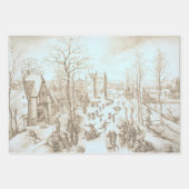 ヴィンテージクリスマスラッピング紙コーチ、スケーター… ラッピングペーパーシート (正面2)