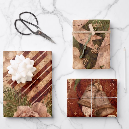 ヴィンテージクリスマスラッピング紙シート ラッピングペーパーシート (正面)