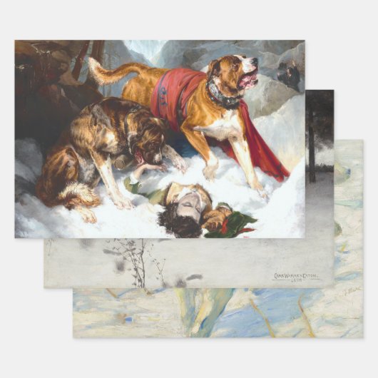 ヴィンテージクリスマスラッピング紙スノードッグツリー ラッピングペーパーシート (セット)