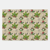 ヴィンテージクリスマスラッピング紙セット3セット ラッピングペーパーシート (正面2)