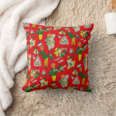 ヴィンテージクリスマスラッピング紙デザイン クッション (ブランケット)