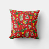 ヴィンテージクリスマスラッピング紙デザイン クッション (正面)