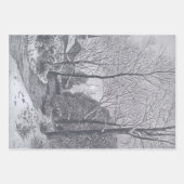 ヴィンテージクリスマスラッピング紙冬の森… ラッピングペーパーシート (正面2)